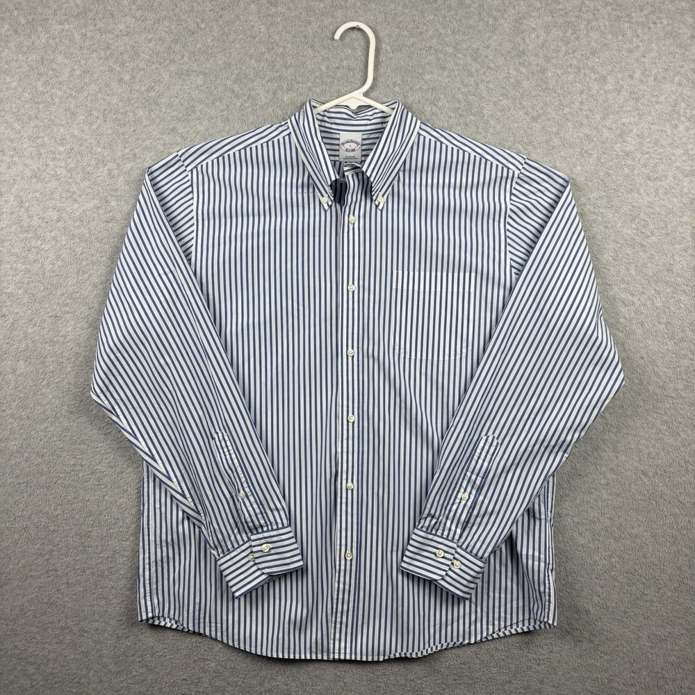 Brooks Brothers Shirt Mens Large Blue Bengal Stripe Broadcloth Button Down